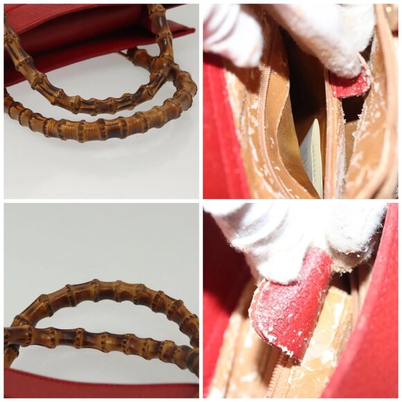 GUCCI Bamboo Hand Bag Leather Red Gold 002 2865 0260 Auth ep10194 - Picture 13 of 15